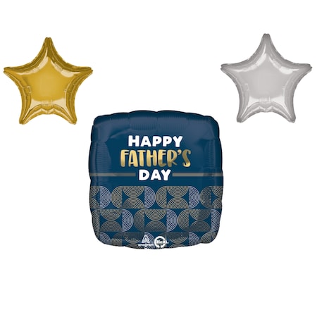LOONBALLON Father's Day Theme Balloon Set, Happy Father's Day Ribbed Lines Balloon, Star Foil